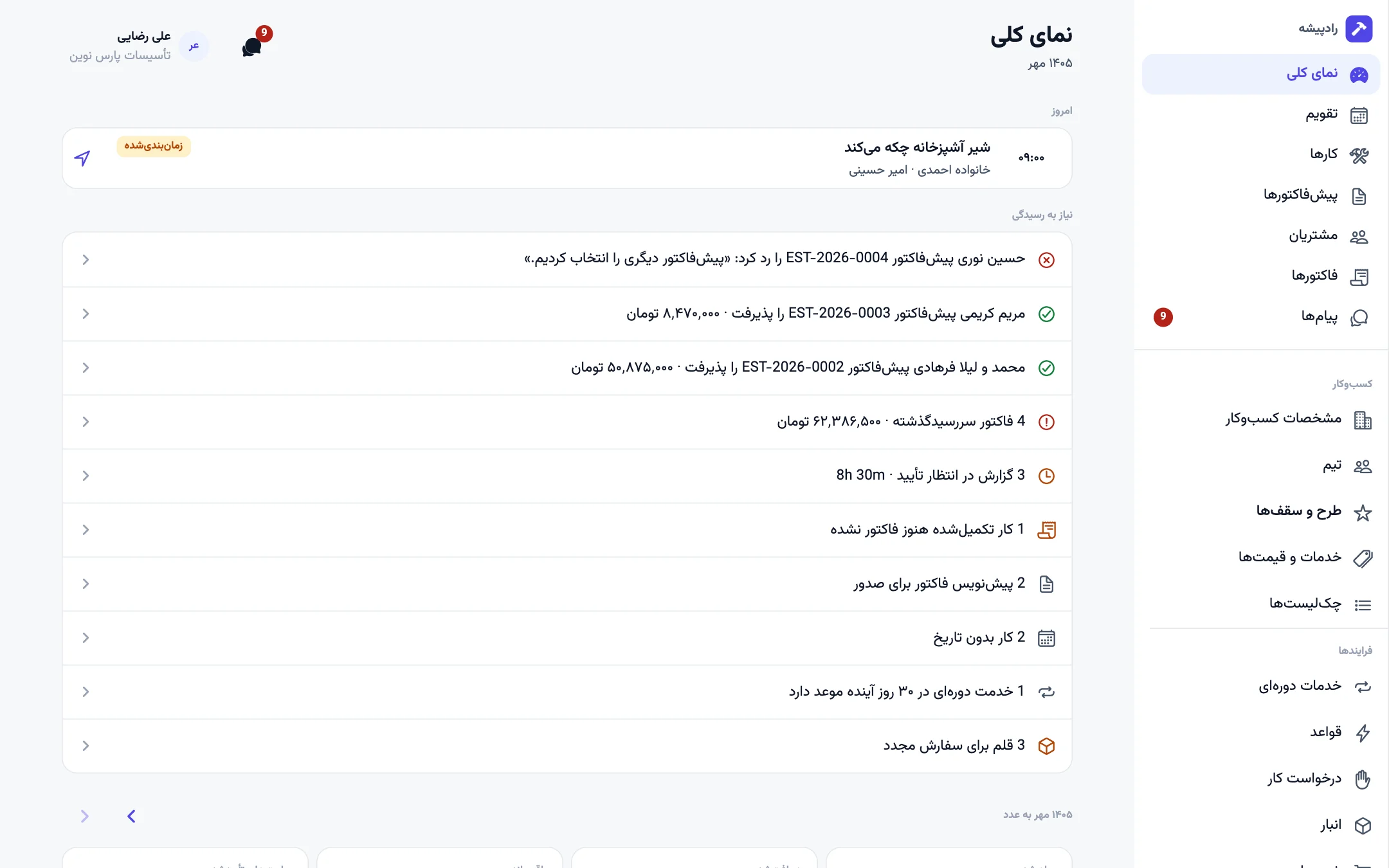 صفحهٔ نمای کلی در مرورگر